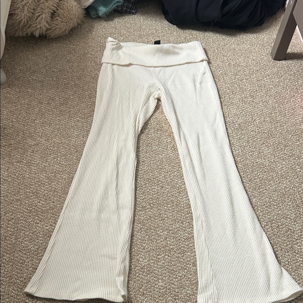 Wild Fable Cream Ribbed Flare Pants